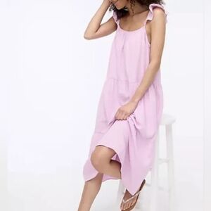 NWOT J. Crew Lilac Rufgle Sleeve Cotton Dress